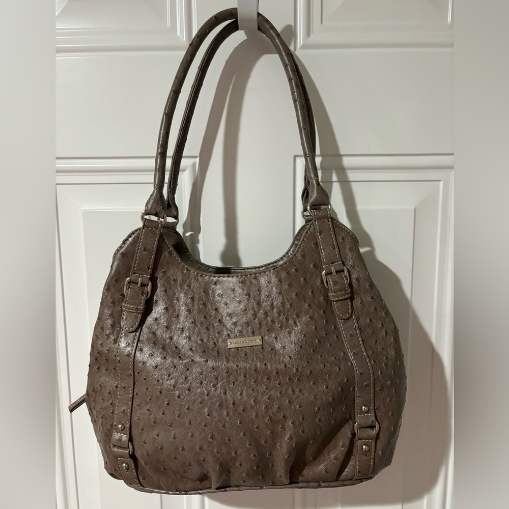 Laura Scott Brown Faux Leather Light Chocolate Bag 12" W x 9.5" H x 4" D New